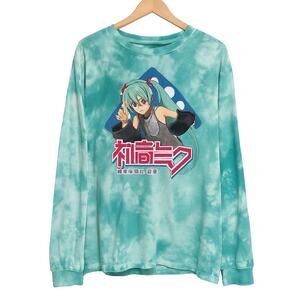 Hatsune Miku Long Sleeve Tie Dye Shirt Vocaloid Anime Graphic Tee Size XL